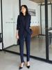 Blazer Formal Azul Marinho para Mulheres, Primavera e Outono, Terno Profissional Elegante para o Dia a Dia, Entrevista para Estudante Universitário, Terno de Servidora Pública para Mulheres