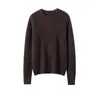 Suéter de cachemira básico de cuello redondo, engrosado de doble hebra, para mujer, otoño invierno, versátil, holgado, de cachemira, manga larga, tejido, capa base de lana