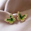 Aretes de Corazón de Flor de Cristal Colorido de Aguja de Plata Aretes Simples de Lujo Accesible de Alta Gama Aretes Pequeños Frescos Modernos Elegantes