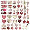 Acessórios de Joias DIY Transfronteiriços Coração Vermelho e Rosa Dia dos Namorados Rosa Esmalte Pingente Pulseira Charme Brincos Chaveiro