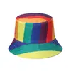Sombrero de Cubeta Rayado de Colores Nuevos de Primavera y Verano de Amazon Transfronterizo Sombrero de Sol Versátil Casual para Salidas de Primavera Sombrero de Pescador Arcoíris para Mujer