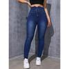 Jeans de Tiro Alto Elásticos Transfronterizos Europeos y Americanos 2026 con Diseño Elástico Decorativo Ajustados para Mujer