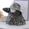 Chapéu de Sol Camuflado para Primavera e Verão, Estilo Coreano com Proteção Solar de Aba Larga e Protetor Facial, Adequado para Homens e Mulheres, para Trabalhar, Colher Chá, Pedalar e como Chapéu Cachecol
