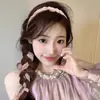 Faixa de Cabelo Estilo Francês de Verão com Fita e Argola de Pérola para Mulheres, Acessório de Cabelo Trançado de Alta Qualidade e Elegante com Fita Integrada