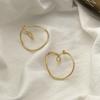 Pendientes de metal trenzado con forma de corazón, diseño personalizado, estilo Dongdaemun de Corea del Sur, 2020