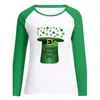 St. Camiseta do Dia de São Patrício em estoque masculina e feminina raglan de manga comprida estampa de trevo de quatro folhas top casual