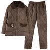 Pijama para Hombre Invierno Tres Capas Engrosado Forrado de Felpa Chaqueta de Algodón Ropa de Casa Súper Gruesa de Coral Fleece Otoño e Invierno para Hombre