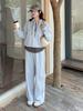 Conjunto de Sudadera con Capucha y Pantalones de Pierna Ancha Falso Dos Piezas, Nuevo Estilo Otoño, Estilo Perezoso, Conjunto Casual de Dos Piezas para Todos los Días 323079