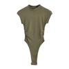 747-23 Primavera Nuevo Americano Chica Caliente Sexy Ajustado Cuello Redondo Plisado Manga Corta Bottoming Jumpsuit