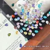 Pedras de strass para nail art com zircônia de base reta em formato de gota d'água, pedras de strass facetadas irregulares brilhantes em formato de flor para decoração de unhas