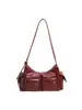 Nova bolsa de ombro estilo workwear retrô 2026 para mulheres, grande capacidade, múltiplos bolsos, couro macio, design de urso, bolsa transversal