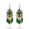 Brincos personalizados Yunnan com diamante gotas borla buraco verde retro brincos étnicos estilo chinês jóias atacado