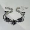 Collar con Alas de Ángel Estrelladas Personalizadas, Alas de Plumas, Cadena para Clavícula Estilo Oscuro Europeo y Americano, Hip-Hop Nicho, para Hombres y Mujeres