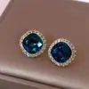 Oferta especial: Elegantes Pendientes de Cristal Azul para Mujer, Exquisito Diseño Retro Francés, Sencillos, Modernos y Versátiles para el Uso Diario