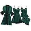 Pijamas Transfronterizos, Pijamas Femeninos, Conjunto de Cuatro Piezas, Pijamas Coreanos de Tirantes, Ropa de Casa para Mujer con Almohadillas en el Pecho, Pijamas 2103