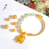 Prata 925 Banhada a Ouro Flor Xiangyun Oca Bola de Contas Contas Soltas Jade Hetian Cadeado de Bebê Pulseira Acessórios DIY com Contas