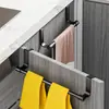 Colgador de cocina de una barra para toallas, colgador de trapos sin taladro montado en la parte trasera de la puerta del gabinete, barra para toallas para la puerta del gabinete