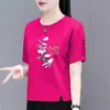 Comércio Exterior Transfronteiriço Roupas para Mães, Camisetas de Manga Curta para Meia-Idade e Idosos, Blusas Meia-Manga Soltas de Tamanho Grande para Mulheres, Camisetas, Camisetas Básicas
