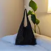Bolso Bandolera para Mujer, Hombro Único, Estilo Coreano y Japonés, Color Sólido, Bolso Tote Transfronterizo, Bolso Tejido de Punto Hueco Vintage, Exclusivamente para Mujeres