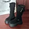 Botas Longas Western Cowboy Retrô para Mulheres, Novo Estilo Outono/Inverno 2026, Sola Grossa, Botas de Cavaleiro de Dupla Utilização de Cano Alto para Mulheres Baixas