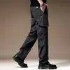Pantalones Cargo Casuales de Cintura Media para Hombre, Pantalones de Pierna Recta, Pantalones para Exteriores de Tallas Grandes, Pantalones Largos Versátiles Holgados con Múltiples Bolsillos