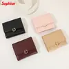 Cartera con monedero de cremallera, ranuras para múltiples tarjetas, plegable, transfronteriza, modelo estudiantil, estilo Ins, a la moda y simple, billetera corta de PU de color sólido