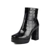Botas Femininas de Plataforma Impermeáveis com Salto Alto, Xadrez, Decote Baixo, Tamanho Grande 40-45, Desejo de Primavera e Outono 2026