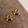 Nuevos Pendientes de Aro con Cuentas de Bloques de Color Estilo Chino y Piedra Natural para Mujer, Clips para Orejas Retro Otoño e Invierno, Estilo Nacional Popular 2026 Moda de Tendencia