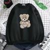 Ropa de Mujer Transfronteriza 2025 Primavera y Otoño Nuevo Estilo Coreano Estampado de Oso de Amor de Dibujos Animados Chaqueta Holgada Sudadera de Cuello Redondo con Forro Polar para Mujer