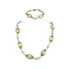Estilo Europeo y Americano Hecho a Mano Alambre de Cobre Enrollado Malla con Forma de Ojo Pulsera Plana de Perlas Conjunto de Joyería de Lujo Ligero para Mujer