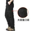 Calça Cargo Masculina Casual Plus Size Solta Multi-Bolsos Outdoor Algodão Puro Calça Esportiva Para Jovens e Meia-idade Calça de Trabalho Resistente ao Desgaste