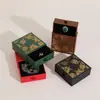 Caixa de Gaveta Estilo Antigo, Caixa para Embalagem de Pulseira Vazada Cultural e Criativa de Templo Retrô, Nova Caixa de Joias Dourada Estampada Estilo Chinês