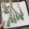 Colgante de Frijol de la Fortuna de Jade Aventurina, Colgante de Calabaza de la Fortuna de Frijol de las Cuatro Estaciones de Jadeíta Natural, Colgante de Jade Verde, Suministro para Transmisiones en Vivo