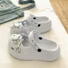 Design Estiloso Sapato Tamanco Gato Rosa com Laço Prata para Mulheres, Popular para Uso ao Ar Livre no Verão, Chinelo Fechado Mary Jane com Solado Grosso de EVA