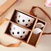 Juego de vajilla de cerámica en caja de regalo con cuencos y platos simples, cuencos y utensilios de porcelana, regalo de inauguración, actividades de regalo, regalo de agradecimiento con LOGOTIPO