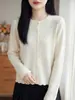 Cardigan de Lã Penteada com Renda de Organza, Gola Redonda, Tricô, Manga Longa, Jacquard, Modelo Solto, Nova Coleção Primavera/Verão 2026