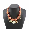 N13606 Collar Transfronterizo Serie Dopamina Océano Colgante de Coral y Caracola Collar de Tela Vintage Colorido Venta al por Mayor