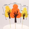 Decoración de tarjeta para pastel de cumpleaños de hojas pequeñas de bosque fieltro árbol de coco árbol de Navidad manzano Bandera de inserción verde