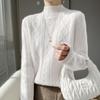 Suéter de Lana Engrosado Otoño e Invierno 2024 Suéter Retro de Punto Trenzado de Cuello Semi Alto para Mujer Estilo Coreano Holgado Suéter de Lana Tejido para Base