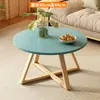 Juego de Mesa de Café Sencillo de Madera Maciza Japonesa Mesa Redonda Pequeña para Apartamento Dormitorio Mesa Auxiliar para Sofá de Sala de Estar Mesa de Té para Balcón