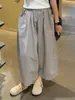 Pantalones Grises de Papel Fino de Secado Rápido de Pierna Ancha 2026 Verano Nuevo Estilo Japonés Ins Estilo Perezoso Casual para Mujer