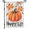 Bandera de Lino de Doble Cara Popular Transfronteriza de Calabaza y Espantapájaros de Acción de Gracias Personalizada para Decoración de Patio Bandera de Jardín