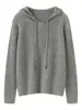 Sudadera con capucha de cachemira pura para mujer, nuevo suéter de cachemira otoño e invierno 2026, suéter base de punto casual holgado