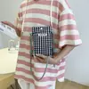 Bolso pequeño cruzado transfronterizo 2025 nuevo, bolso de compras para teléfono a cuadros fresco estilo coreano, bolso de hombro versátil dulce y genial para niñas