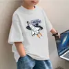 2035# Ropa de Verano para Niños Algodón Puro Nueva Camiseta de Dibujos Animados de Avión para Niños Manga Corta de Verano Top para Niños Medianos y Grandes