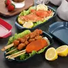 Plato Rectangular de Plástico de Grado Alimenticio, Plato Doble Oreja para Rollos de Arroz, Plato para Brochetas, Plato para Cena en Casa, Plato para Cena de Hotel