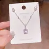 Collar cuadrado pequeño de circón ultrabrillante estilo coreano para mujer, lujo ligero, elegante, cadena para clavícula de acero de titanio de alta gama, venta al por mayor