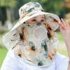 Sombrero para Ciclismo de Verano, Sombrero con Protección Solar, Velillo para Cubrir Cara y Cuello, Ala Ancha, Sombrero Integral para Mujer para Exteriores para Recoger Té