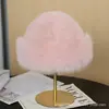 Sombrero mongol de felpa transfronterizo para mujer, engrosado para otoño e invierno, a prueba de viento, resistente al frío, sombrero tipo cubo cálido, sombrero de pescador con protección para las orejas de pelo sintético de visón