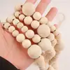 Fio de Contas de Madeira Natural DIY Acessórios para Joias Feitas à Mão Kit de Material para Pulseira Colar de Contas Redondas de Madeira Decoração de Casa